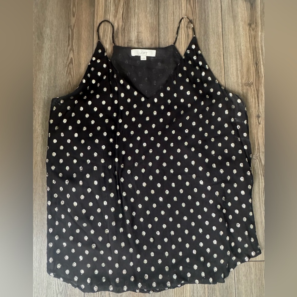 LOFT Black Camisole with metallic gold Dots